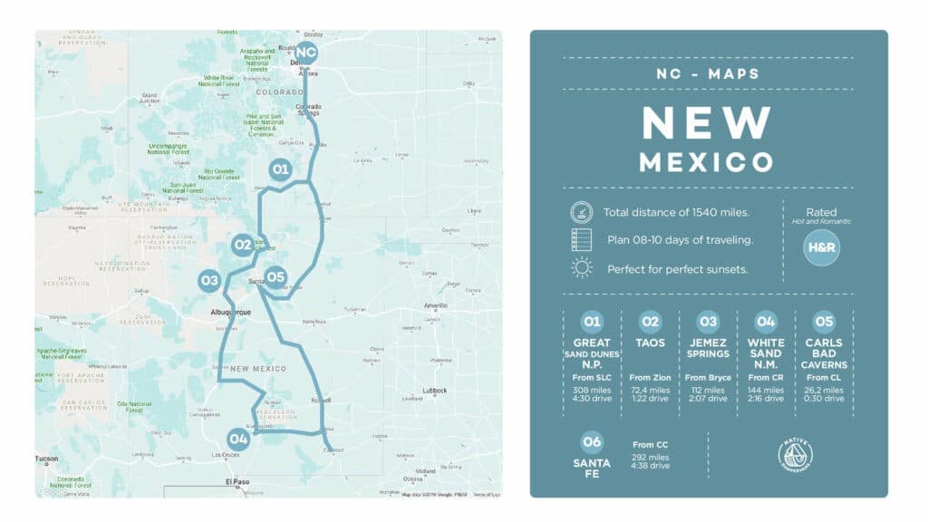 Map of New Mexico Road Trip