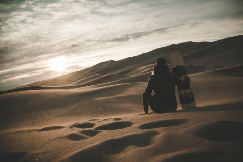 Sandboarding in Great Sand Dunes Colorado Park