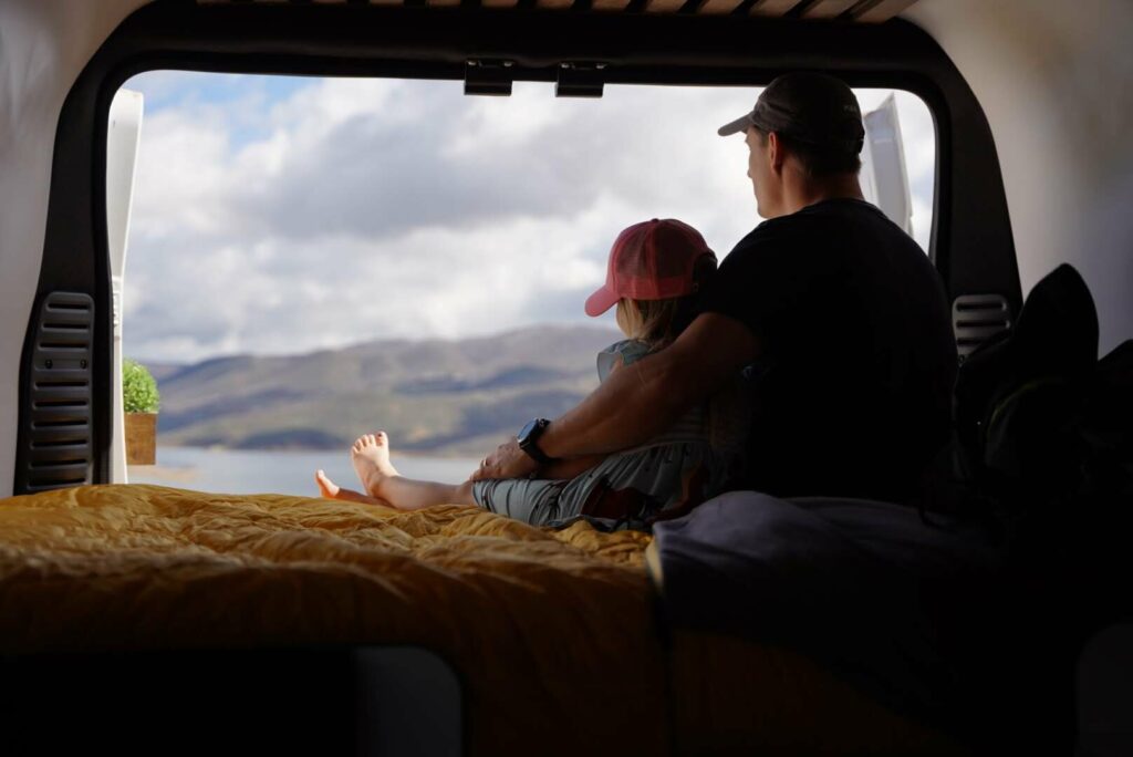 View from the inside of a campervan