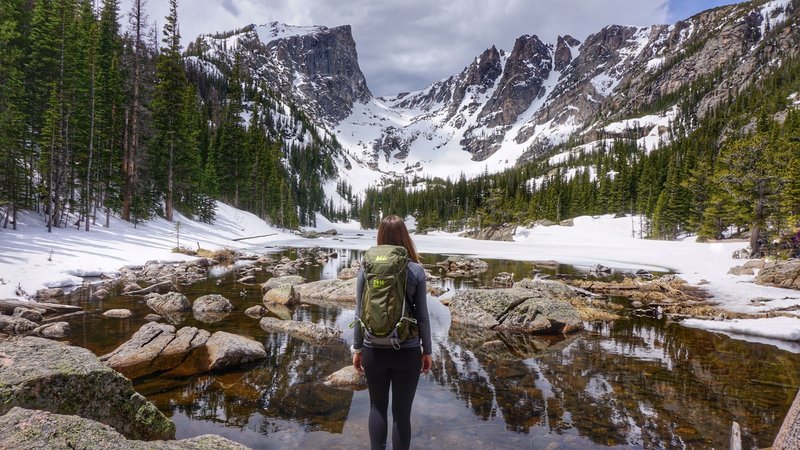 Person hiking during winter in Colorado
