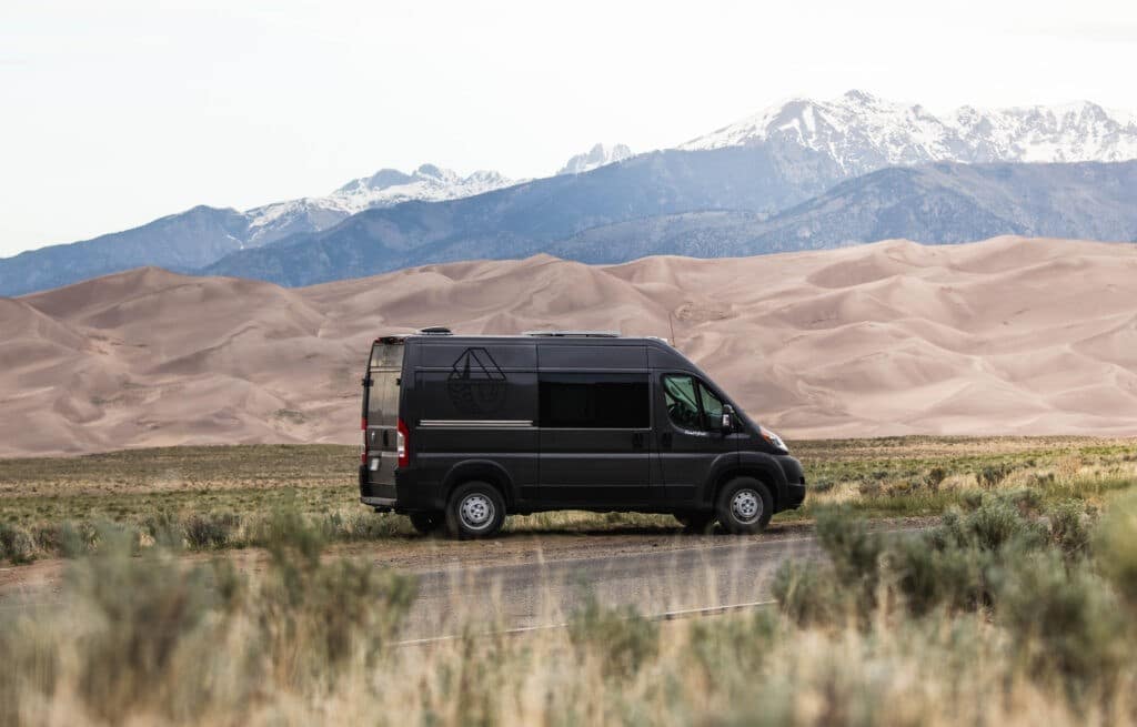 Campervan parked in Great Sand Dunes National Park