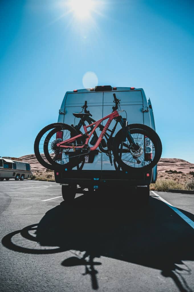 Mountain biking campervan bike rack