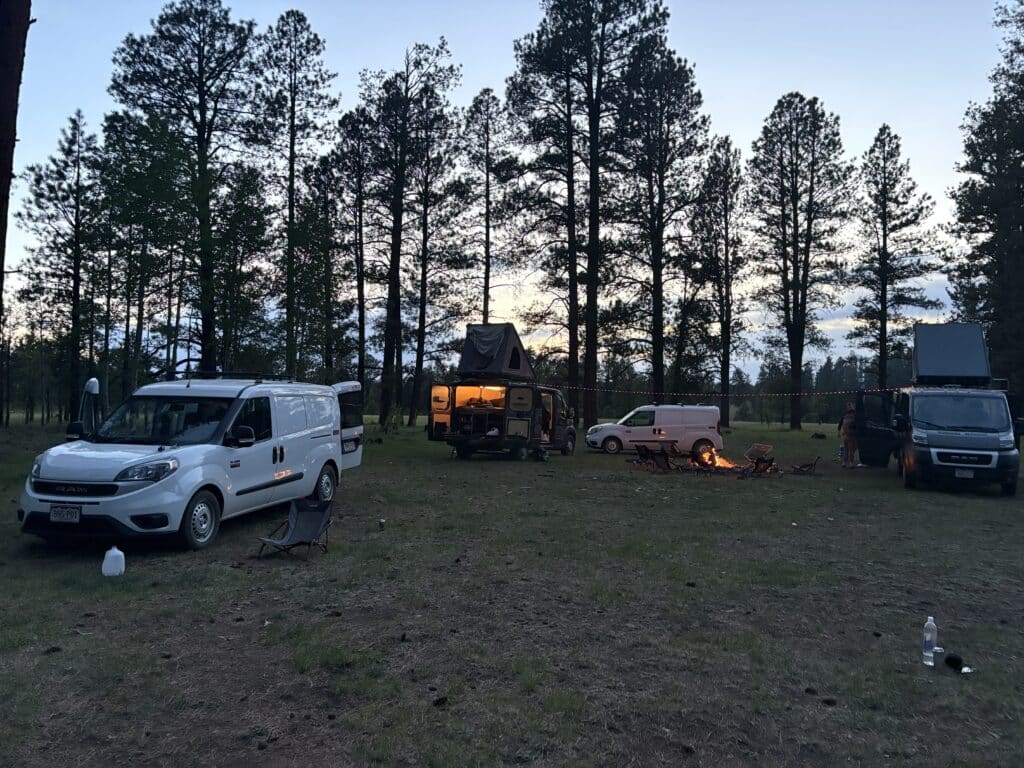A number of campervans outside of the North Rim in Grand Canyon National Park