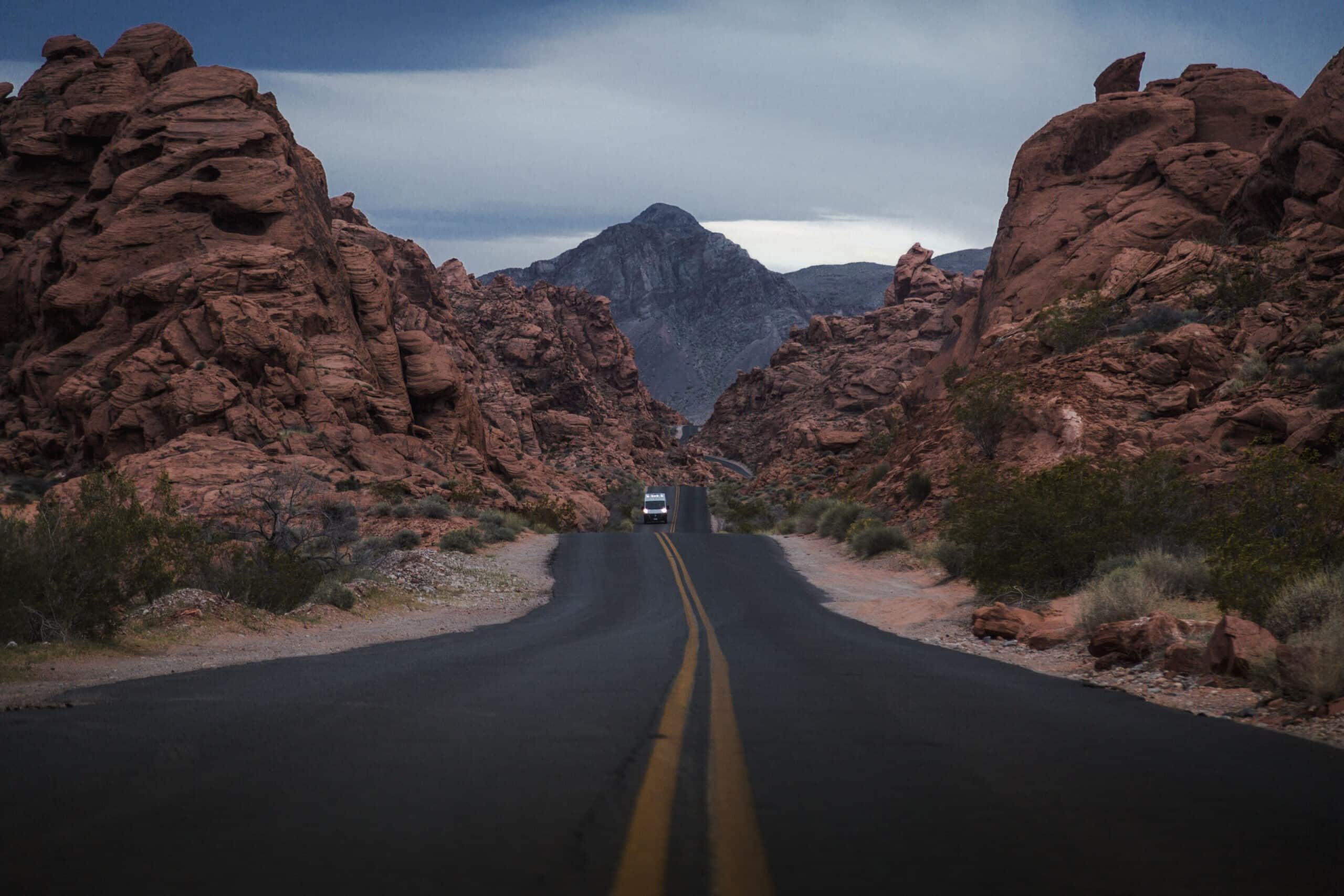 Campervan driving in Valley of Fire State Park