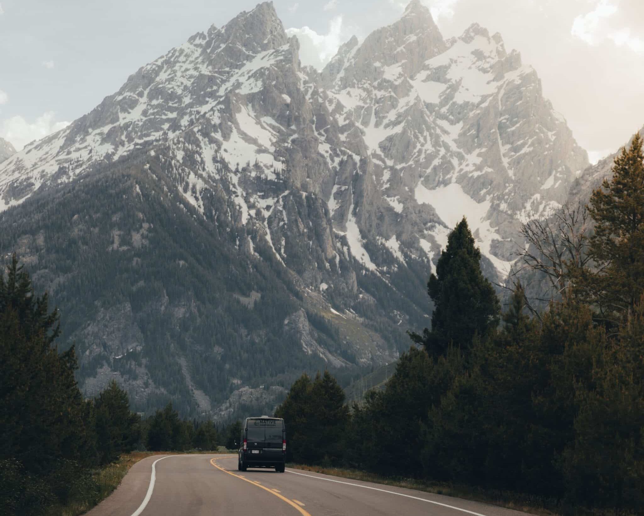 Campervan driving to Grand Teton National park