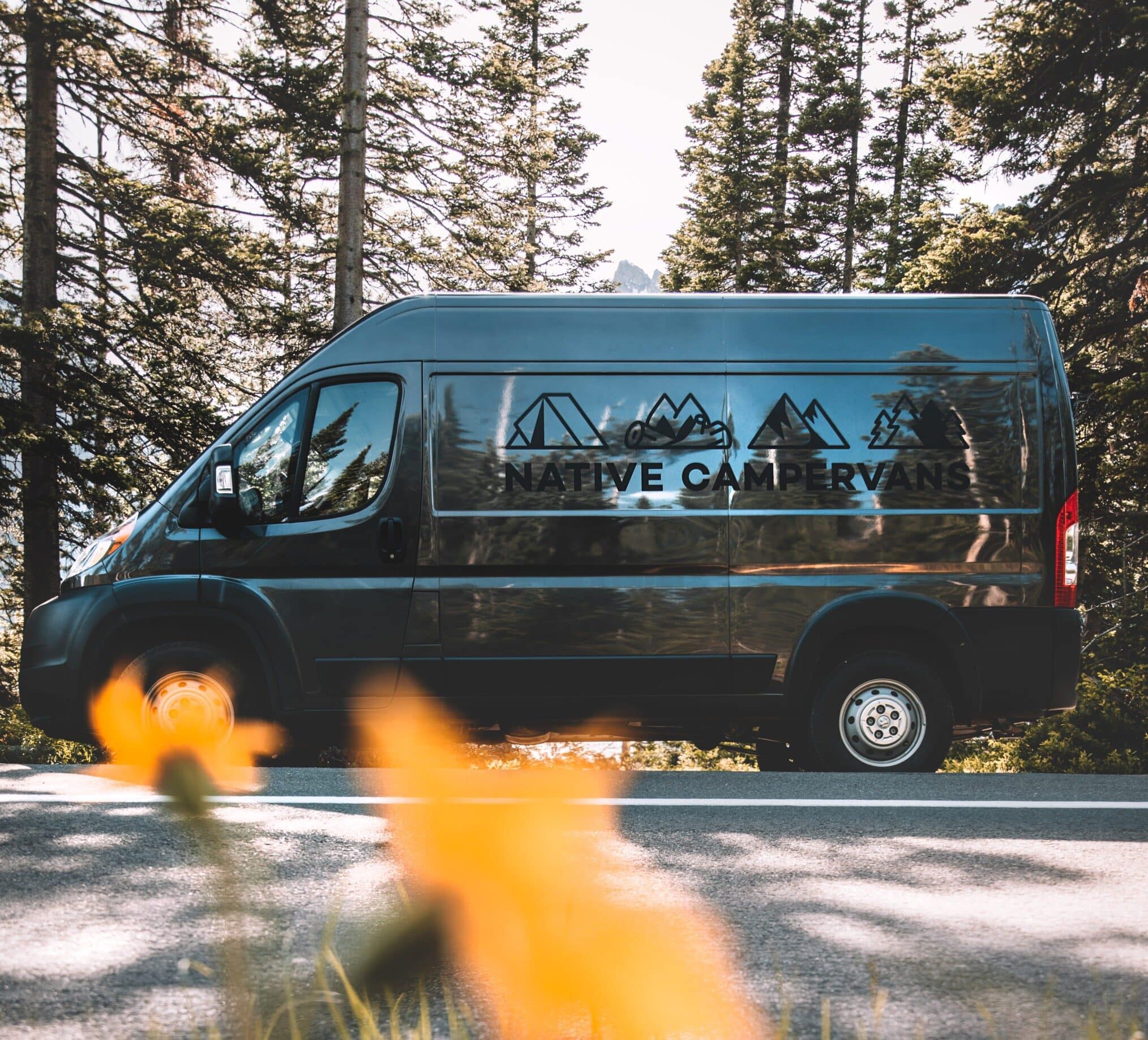 Campervan parked on the side of the road