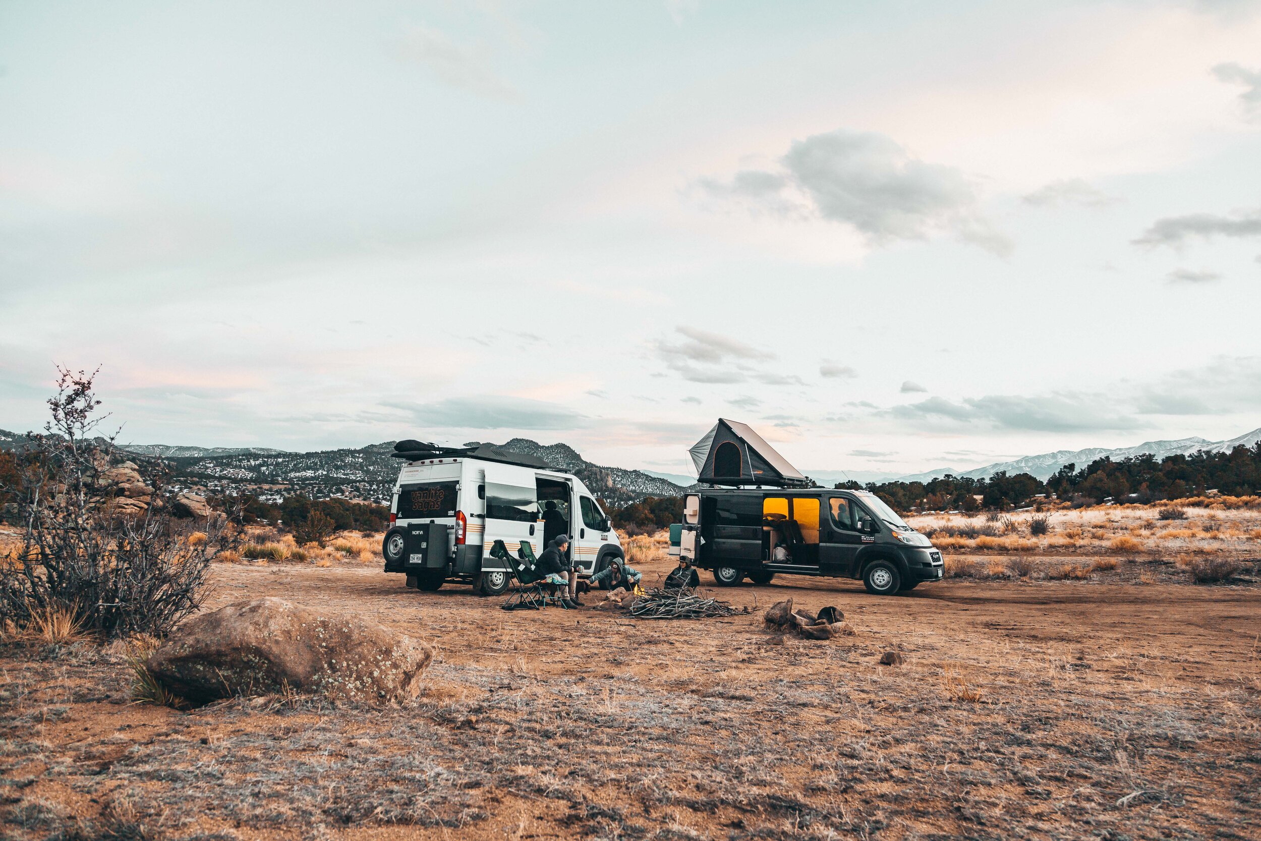 Campervans parked at a Campsite
