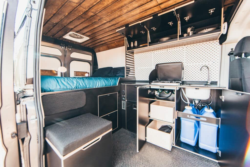 Interior of the OG van conversion rental
