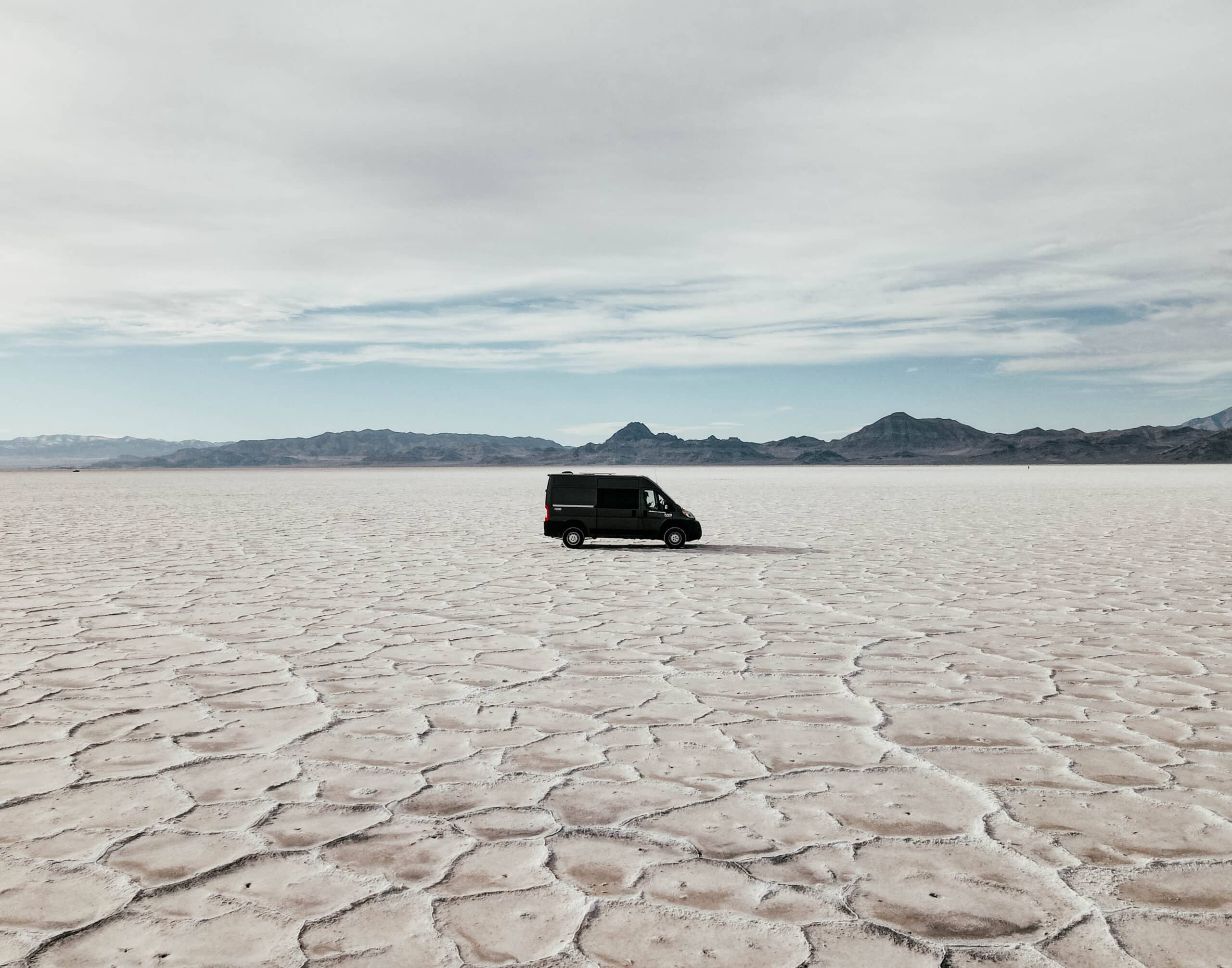 Campervan in the Bonneville Salt Flats