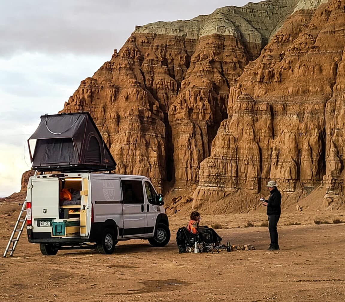 Campsite near some red rock walls