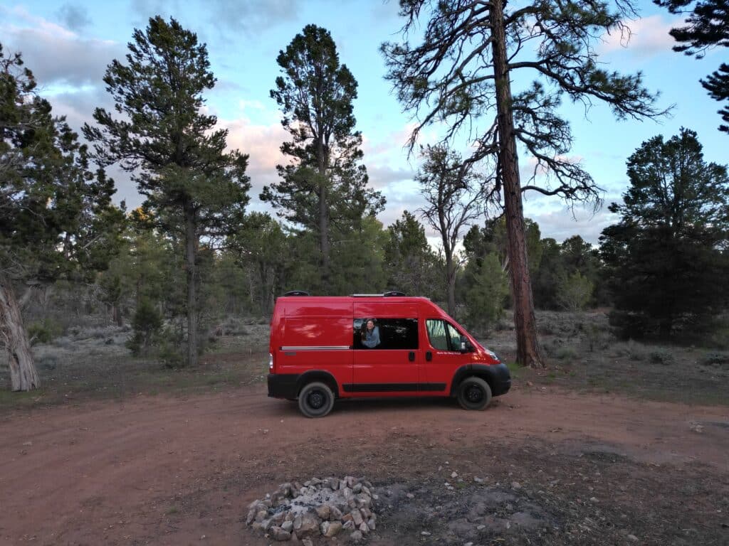 Campervan parked in Flagstaff